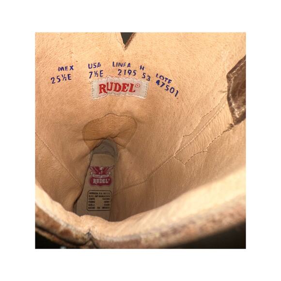 Rudel Brown Embroidered Western Pointed Toe Heeled Boots Style 2195 Size 7.5 E - Picture 7 of 10